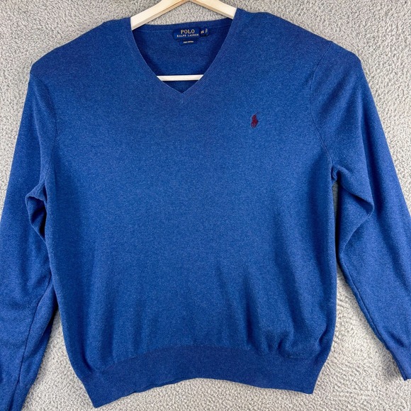 Polo Ralph Lauren Other - Polo Ralph Lauren Sweater Mens 2XL Blue V Neck Pima Cotton Pullover Classic XXL‎
